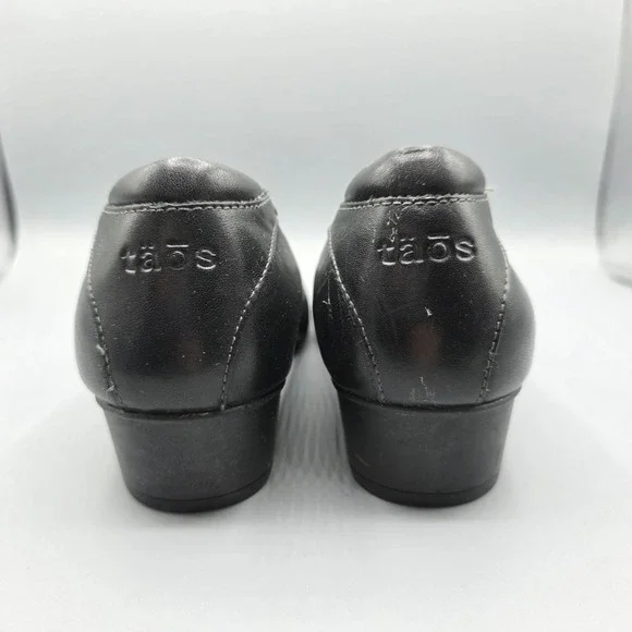 Taos Debut Shoes Womens 8 Black Leather Comfort Low Heel Slip On Cushioned - Picture 6 of 14